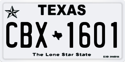 TX license plate CBX1601