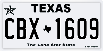 TX license plate CBX1609
