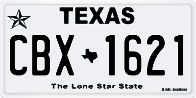 TX license plate CBX1621