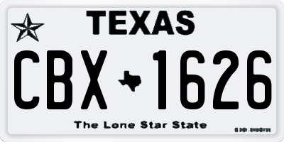 TX license plate CBX1626