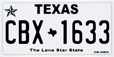 TX license plate CBX1633
