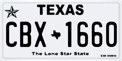 TX license plate CBX1660