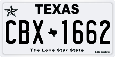 TX license plate CBX1662