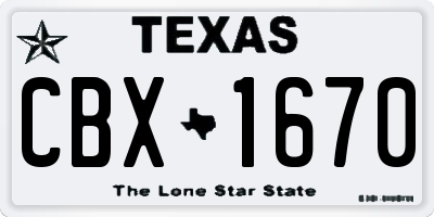TX license plate CBX1670