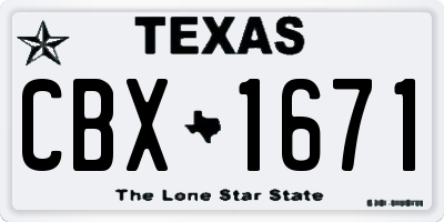 TX license plate CBX1671