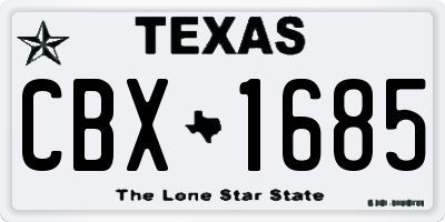TX license plate CBX1685
