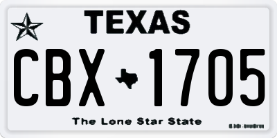 TX license plate CBX1705