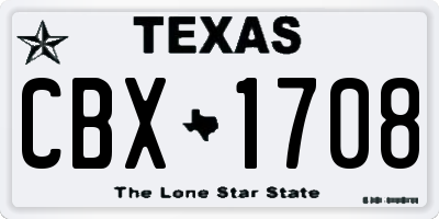 TX license plate CBX1708