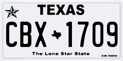 TX license plate CBX1709