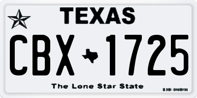 TX license plate CBX1725