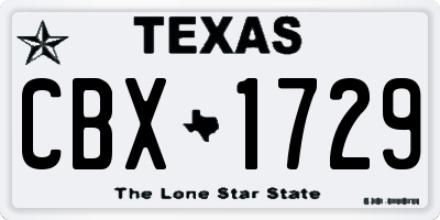 TX license plate CBX1729
