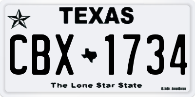 TX license plate CBX1734