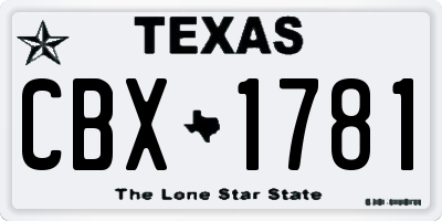 TX license plate CBX1781