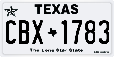 TX license plate CBX1783