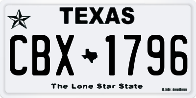 TX license plate CBX1796