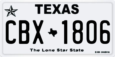 TX license plate CBX1806