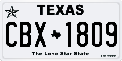 TX license plate CBX1809