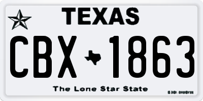 TX license plate CBX1863