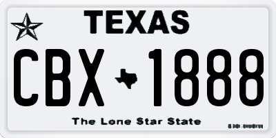 TX license plate CBX1888