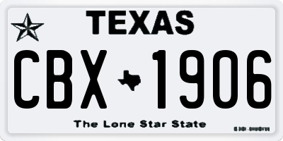 TX license plate CBX1906