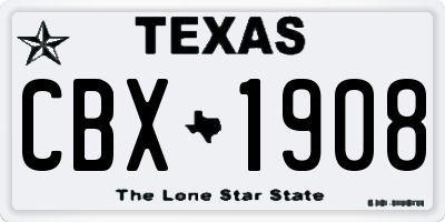 TX license plate CBX1908