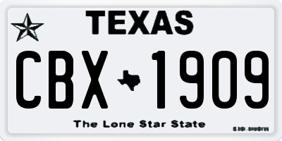TX license plate CBX1909