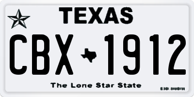 TX license plate CBX1912