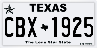 TX license plate CBX1925