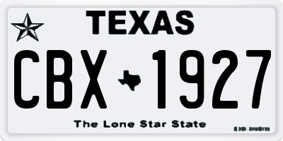 TX license plate CBX1927