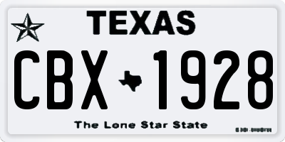 TX license plate CBX1928