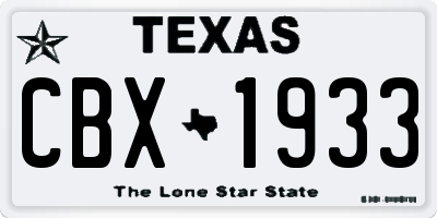 TX license plate CBX1933