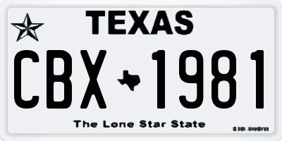 TX license plate CBX1981