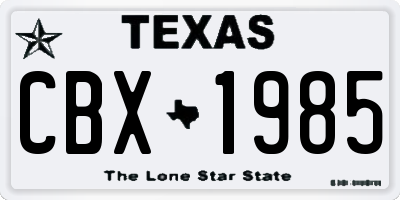 TX license plate CBX1985