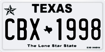 TX license plate CBX1998