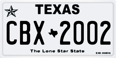 TX license plate CBX2002