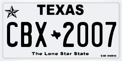 TX license plate CBX2007