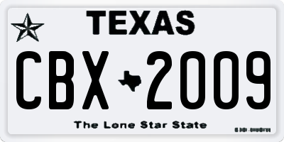 TX license plate CBX2009