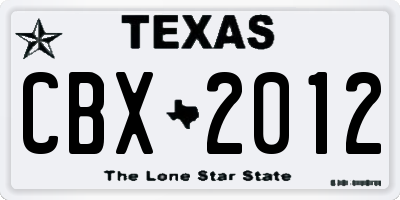 TX license plate CBX2012