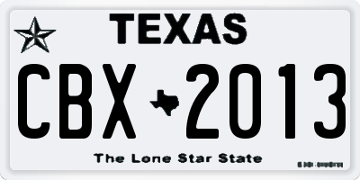 TX license plate CBX2013