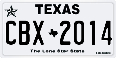 TX license plate CBX2014