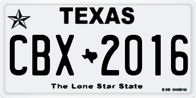 TX license plate CBX2016