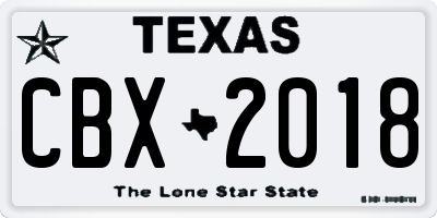 TX license plate CBX2018