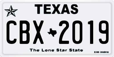 TX license plate CBX2019