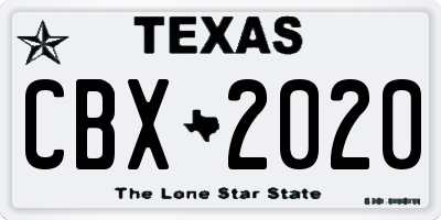 TX license plate CBX2020