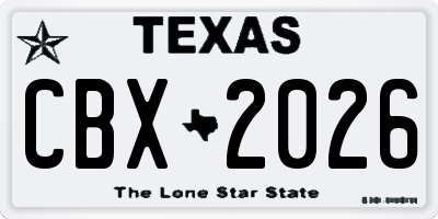 TX license plate CBX2026