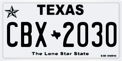 TX license plate CBX2030