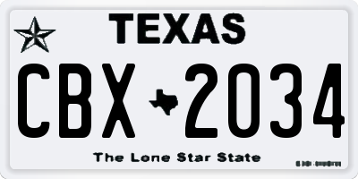 TX license plate CBX2034