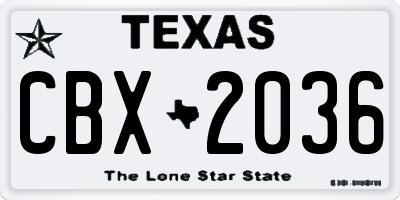 TX license plate CBX2036
