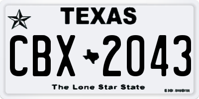 TX license plate CBX2043