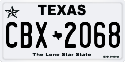 TX license plate CBX2068